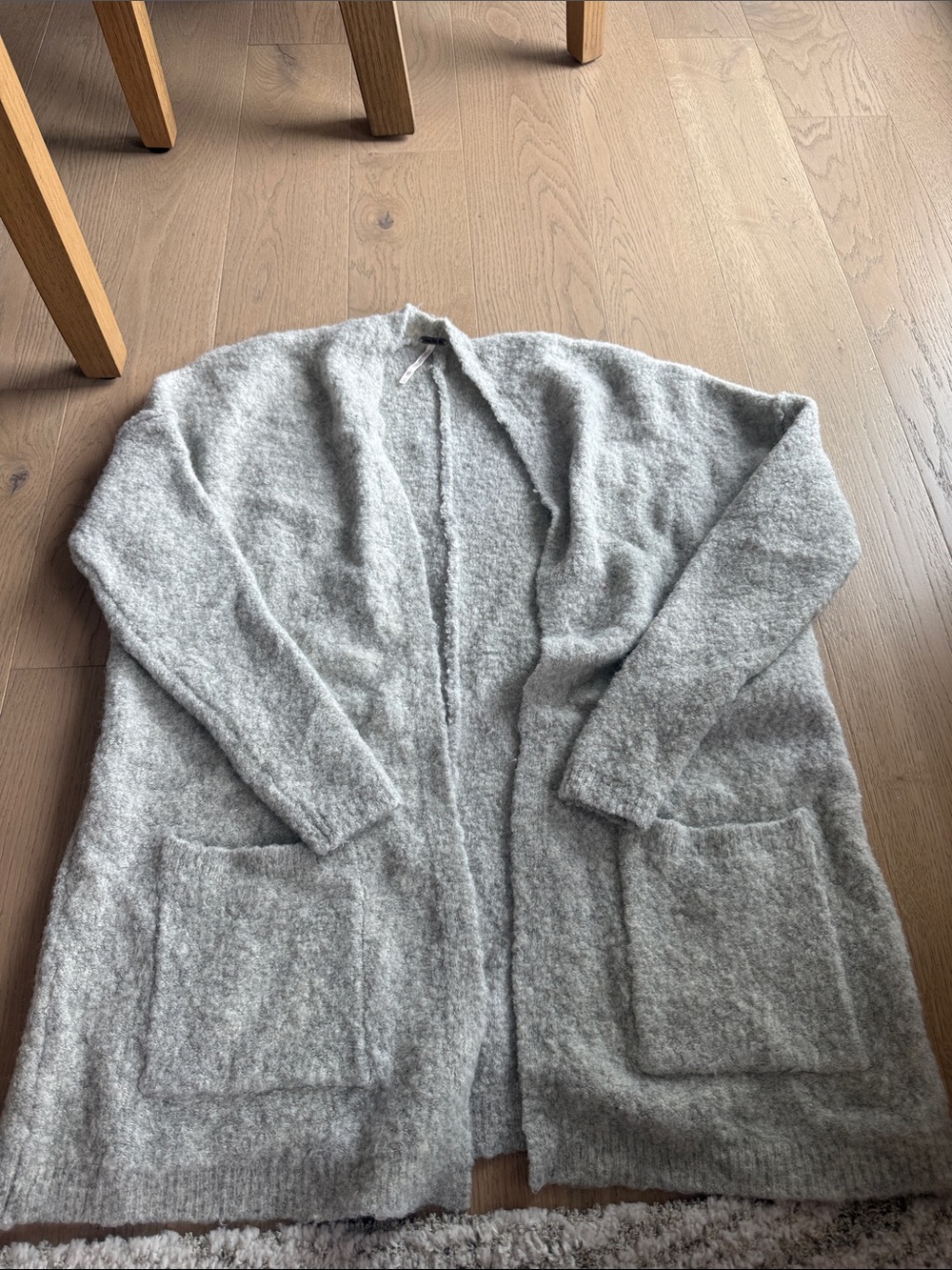 Free People Light Gray Open-Front Cozy Cardigan